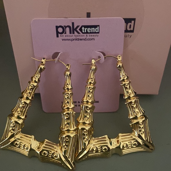 Gold plated 80s/90s vintage door knocker earrings - Picture 2 of 2